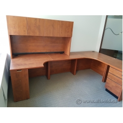 Autumn Maple L Shaped Desk With Storage Hutch